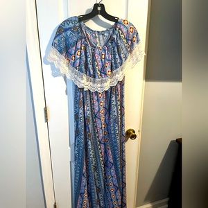 Aztec Off the Shoulder Long Dress